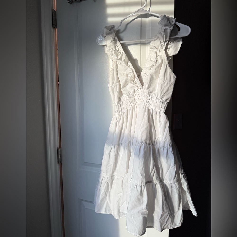 Abercrombie & Fitch White Ruffle Mini Dress